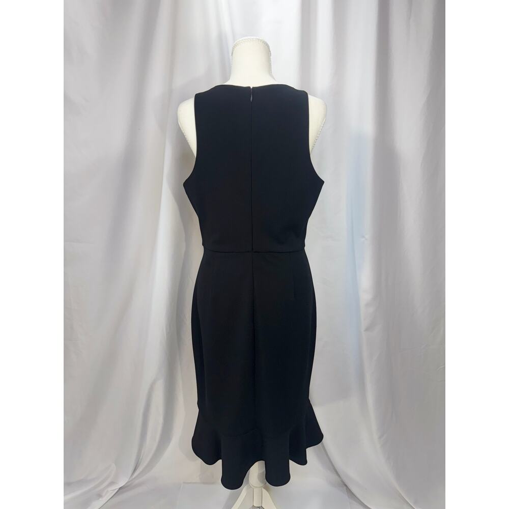 Betsey Johnson Black Scuba Crepe V-Neck Flounce Hem Midi Dress 6 Event Occasion - Picture 15 of 16